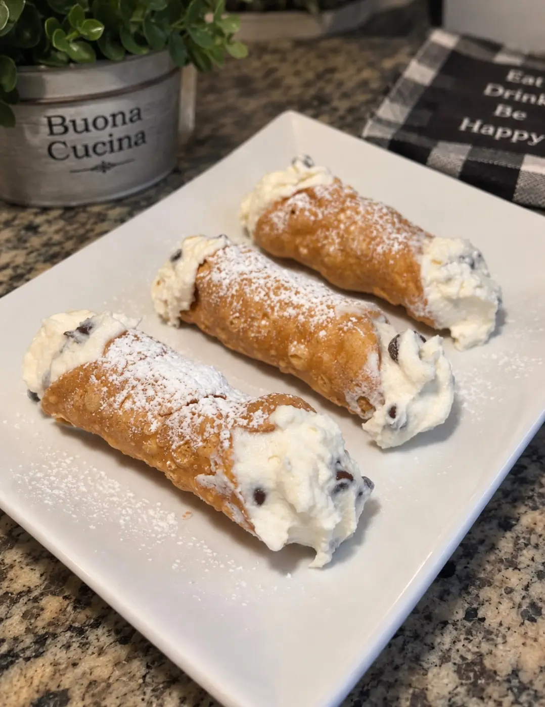 Cannoli dusted with sugar