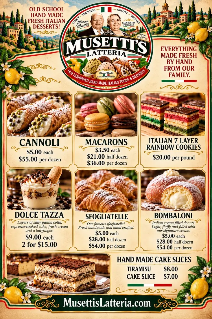 Musetti’s Latteria dessert menu board