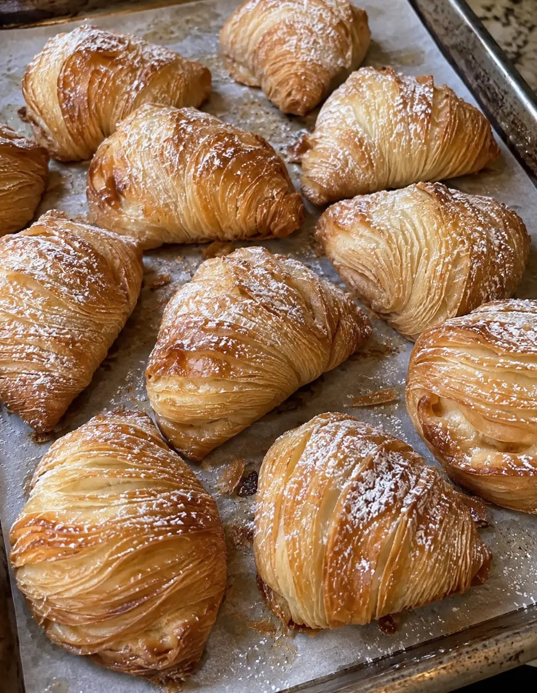 Sfogliatelle dusted with sugar